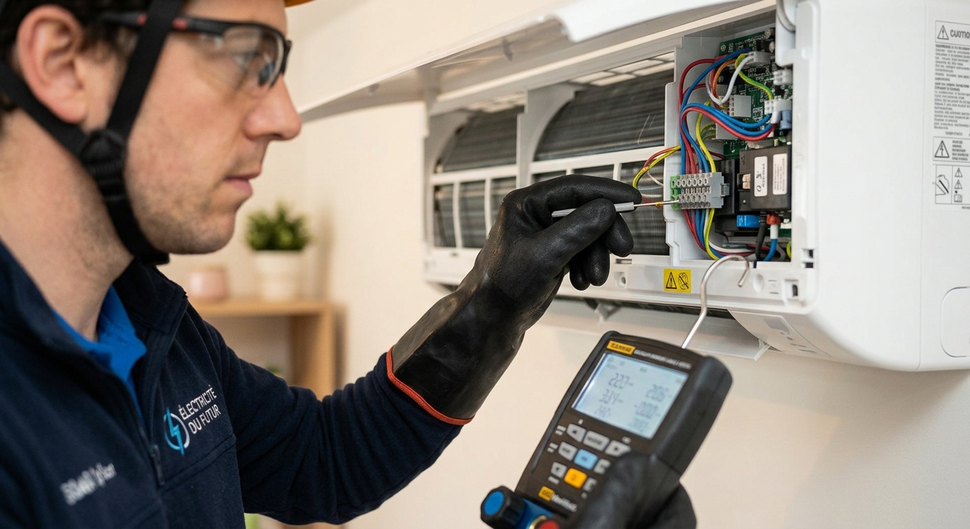 Technicien G2SF en intervention sur une climatisation